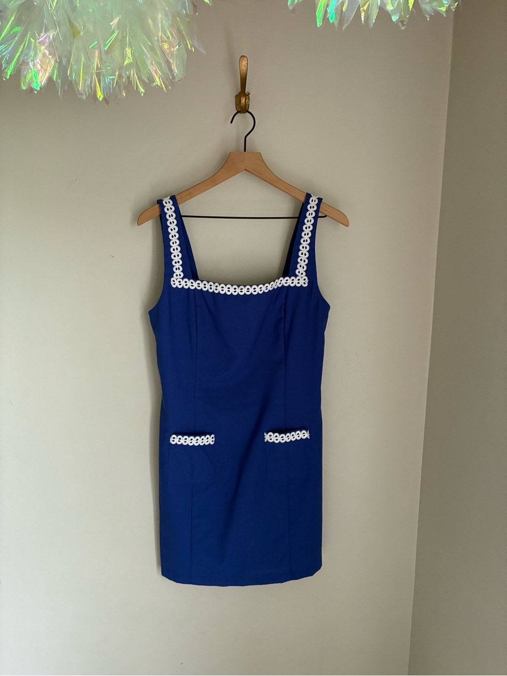TCEC Royal Blue 60s Inspired Square Neck Mini Dress